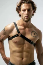 One Shoulder Leather Men's Harness - SHM211