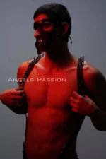 Studded and Masked Men's Harness Set, Men's Clubwear, Men's Chest Harness - SHM204 - Image 2