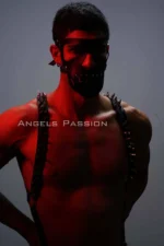 Studded and Masked Men's Harness Set, Men's Clubwear, Men's Chest Harness - SHM204 - Image 4