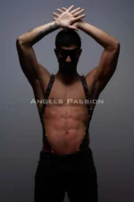 Studded and Masked Men's Harness Set, Men's Clubwear, Men's Chest Harness - SHM204