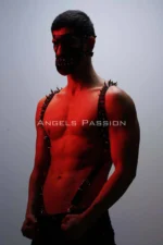 Studded and Masked Men's Harness Set, Men's Clubwear, Men's Chest Harness - SHM204 - Image 3