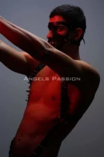 Studded and Masked Men's Harness Set, Men's Clubwear, Men's Chest Harness - SHM204 - Image 7