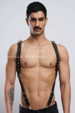 Studded Men's Chest Harness, Men's Clubwear, Leather Men's Harness - SHM203 - Image 7