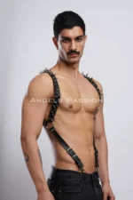 Studded Men's Chest Harness, Men's Clubwear, Leather Men's Harness - SHM203