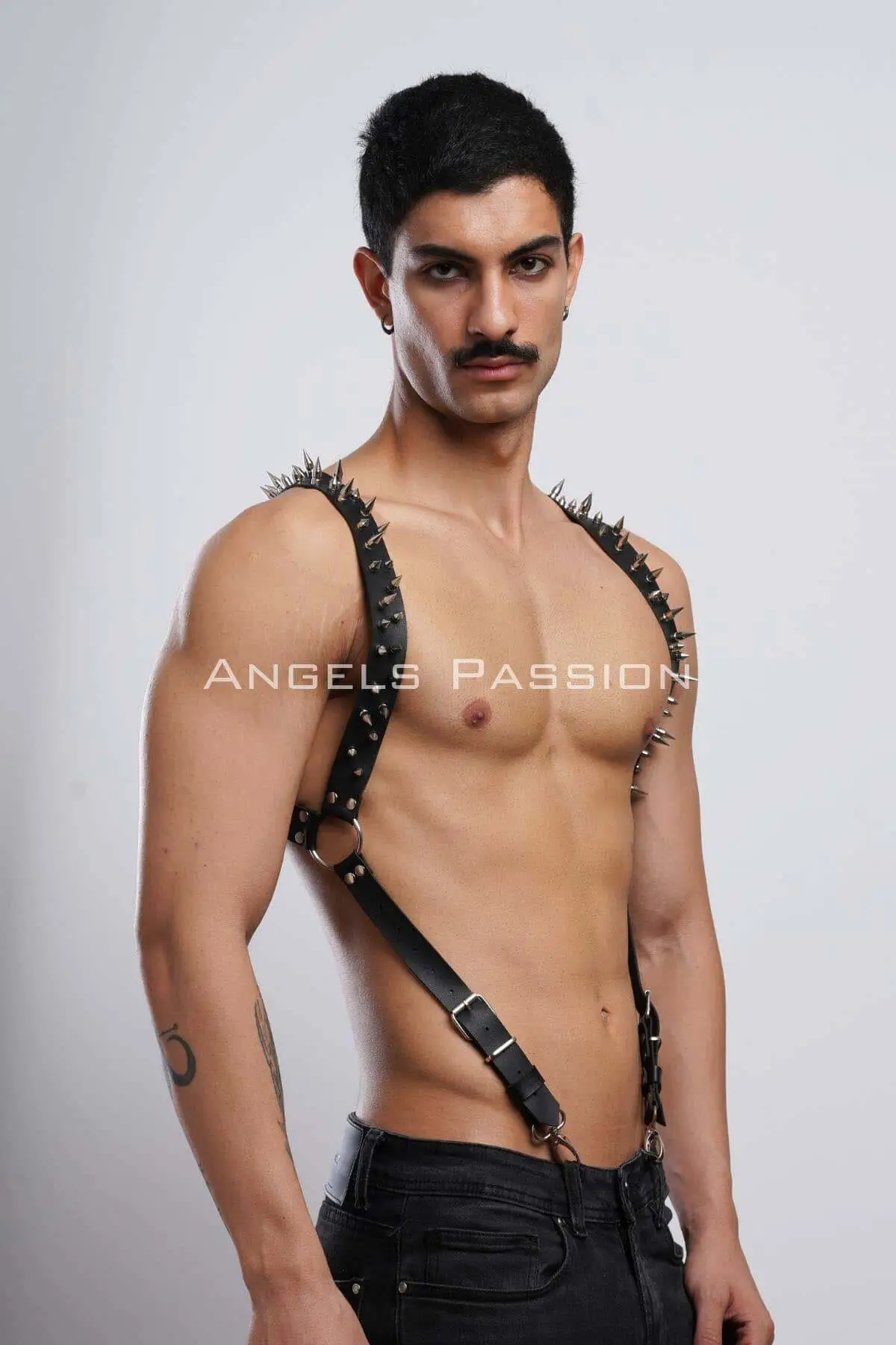 Studded Men's Chest Harness, Men's Clubwear, Leather Men's Harness - SHM203