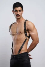 Studded Men's Chest Harness, Men's Clubwear, Leather Men's Harness - SHM203 - Image 4