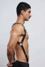 Studded Men's Chest Harness, Men's Clubwear, Leather Men's Harness - SHM203 - Image 3