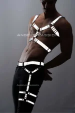 Reflective - Men's Chest and Leg Harness Set that Glows in the Dark - SHM199 - Image 4