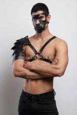 Masked One-Arm Barbarian Costume Set, Men's Leather Cosplay Suit - SHM197 - Image 2