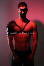 Masked One-Arm Barbarian Costume Set, Men's Leather Cosplay Suit - SHM197 - Image 5