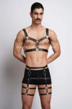 Men's Leather Chest Harness and Leg Harness Set - SHM195 - Image 3