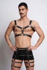 Men's Leather Chest Harness and Leg Harness Set - SHM195 - Image 4