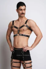 Men's Leather Chest Harness and Leg Harness Set - SHM195 - Image 2