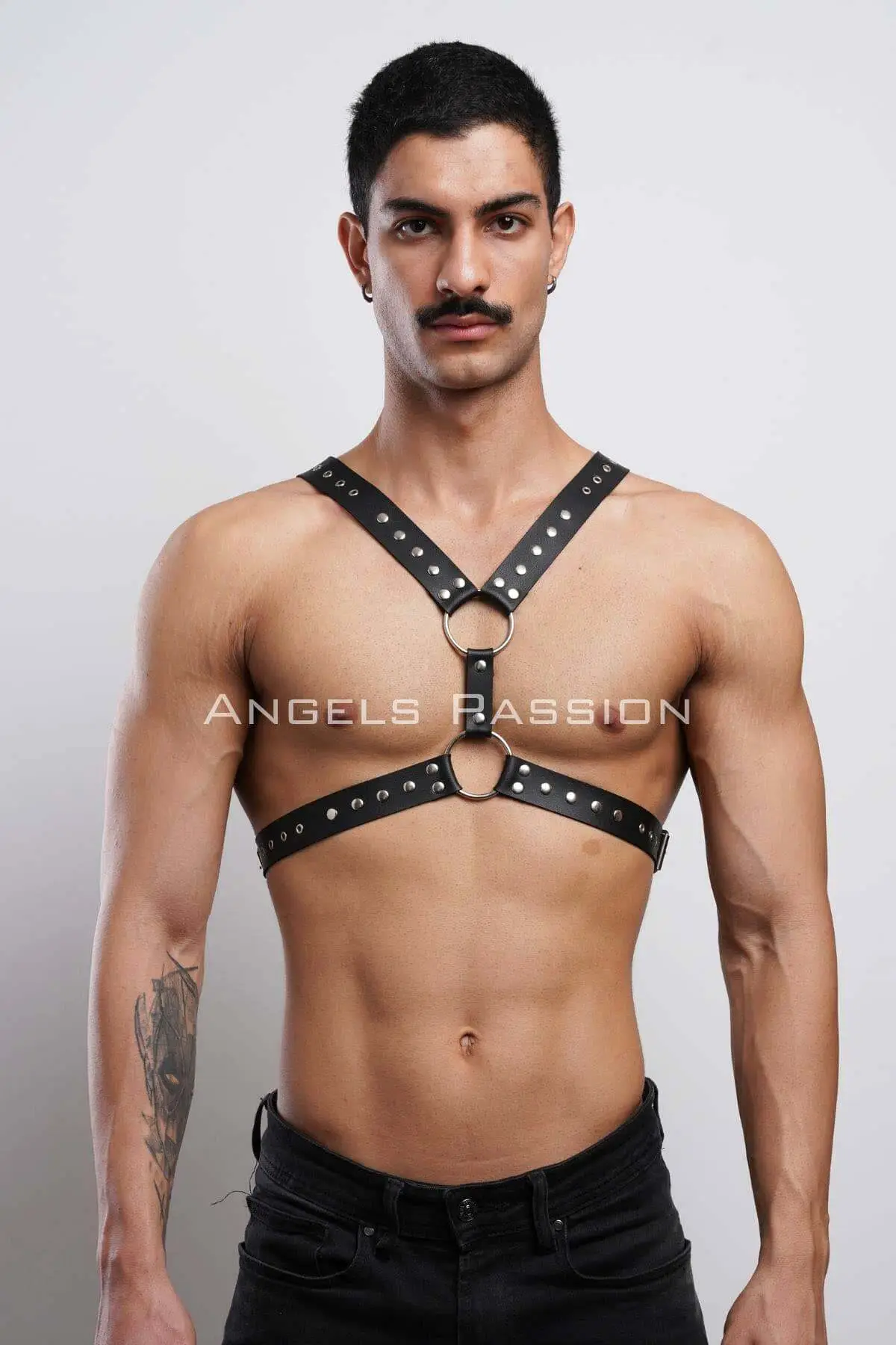Men's Chest Harness with Rivet Detail, Men's Party Wear - SHM179