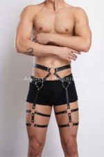 Leather Men's Leg Harness, Men's Garter, Men's Fantasy Accessory - SHM167 - Image 2