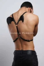 Winged Men's Harness, Men's Chest Harness with Wing Detail, Leather Winged Harness - SHM150