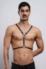 Winged Men's Harness, Men's Chest Harness with Wing Detail, Leather Winged Harness - SHM150 - Image 2