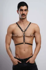 Winged Men's Harness, Men's Chest Harness with Wing Detail, Leather Winged Harness - SHM150 - Image 3