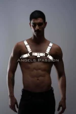 Glow-in-the-Dark - Reflective Men's Chest Harness, Men's Partywear - SHM149 - Image 2