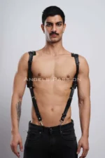 Men's Shirt Harness Accessory, Leather Harness with Shoulder Detail - SHM135 - Image 5