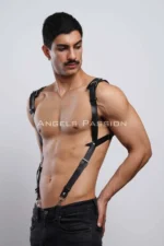 Men's Shirt Harness Accessory, Leather Harness with Shoulder Detail - SHM135 - Image 4