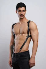 Men's Shirt Harness Accessory, Leather Harness with Shoulder Detail - SHM135 - Image 6