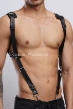 Men's Shirt Harness Accessory, Leather Harness with Shoulder Detail - SHM135