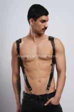 Men's Shirt Harness Accessory, Leather Harness with Shoulder Detail - SHM135 - Image 3