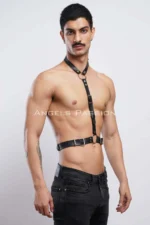 Men's Leather Neck Strap Harness, Clubwear, Leather Partywear - SHM124 - Image 2