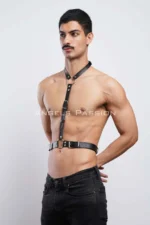 Men's Leather Neck Strap Harness, Clubwear, Leather Partywear - SHM124 - Image 3