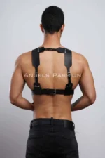 Men's Chest Harness with Handcuffs, Leather Men's Fantasy Harness, Men's Harness with Handcuffs - SHM121 - Image 6