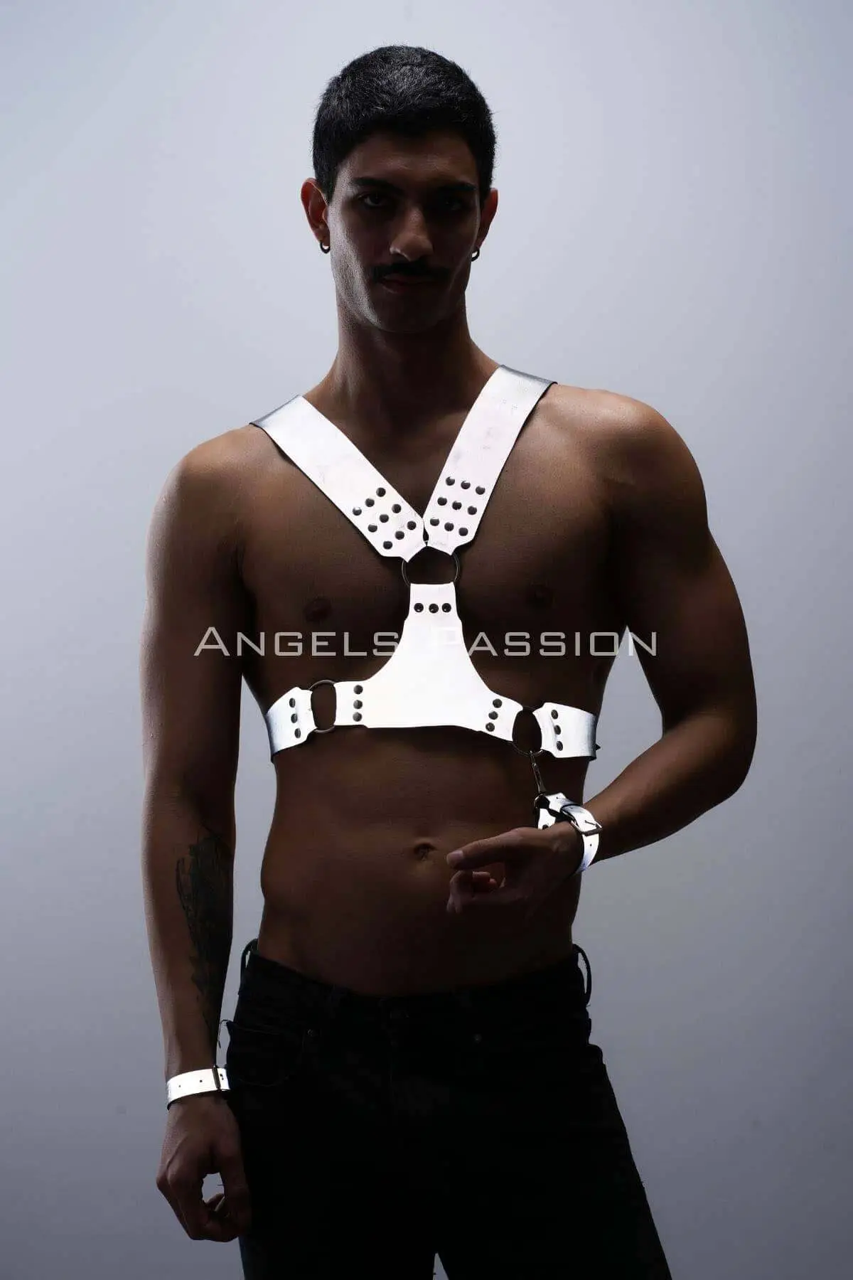 Glow-in-the-Dark - Reflective Men's Harness, Chest Harness Set with Cuff - SHM121