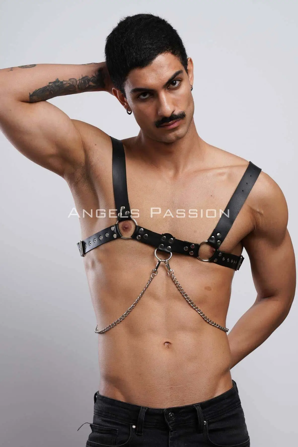 Men's Shirt Belt, Chain Chest Harness, Partywear, Clubwear - SHM109