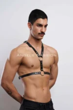 Men's Chest Harness with Rivet Detail, Men's Party Accessory - SHM108 - Image 3