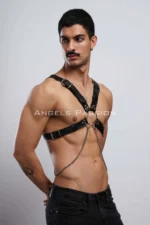 Chain Detail Leather Men's Chest Harness, Partywear, Clubwear - SHM95 - Image 6