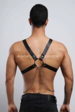 Chain Detail Leather Men's Chest Harness, Partywear, Clubwear - SHM95 - Image 9