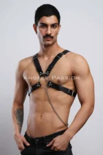 Chain Detail Leather Men's Chest Harness, Partywear, Clubwear - SHM95 - Image 2