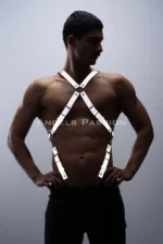 Reflective (Glow-in-the-Dark) Suspenders, Reflective Clubwear, Chest Harness - SHM84 - Image 2