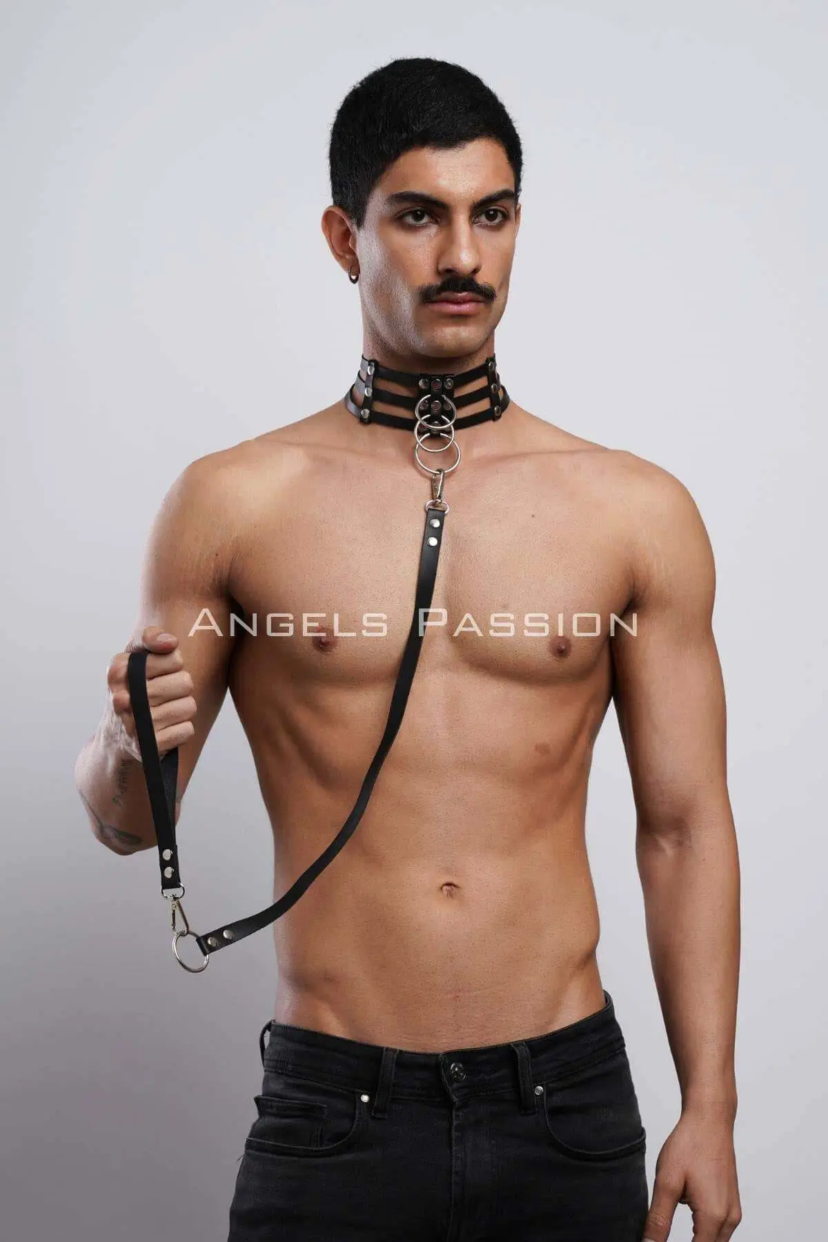 Men's Choker - Leash Set, Choker Harness Set, Men's Partywear - SHM53
