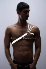 Stylish Men's Chest Harness with Reflective (Glow-in-the-Dark) Shoulder Detail, 3-Striped Harness - SHM45 - Image 2