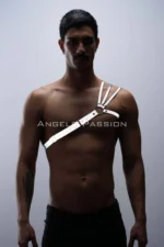 Stylish Men's Chest Harness with Reflective (Glow-in-the-Dark) Shoulder Detail, 3-Striped Harness - SHM45