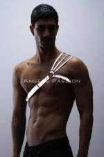 Stylish Men's Chest Harness with Reflective (Glow-in-the-Dark) Shoulder Detail, 3-Striped Harness - SHM45 - Image 3