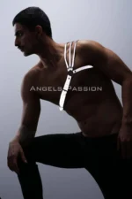 Stylish Men's Chest Harness with Reflective (Glow-in-the-Dark) Shoulder Detail, 3-Striped Harness - SHM45 - Image 5