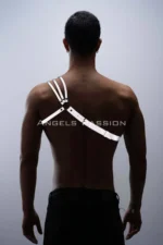 Stylish Men's Chest Harness with Reflective (Glow-in-the-Dark) Shoulder Detail, 3-Striped Harness - SHM45 - Image 4