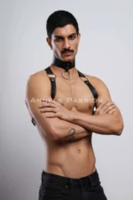 Men's Choker and Chest Harness, Men's Party Wear - SHM35 - Image 3