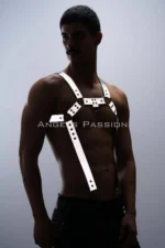 Reflective (Glow-in-the-Dark) Men's Chest Harness, Reflective Suspenders, Clubwear - SHM23 - Image 9
