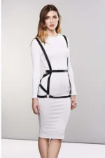 Sexy Leather Dress with Leather Harness - SH1390 - Image 3