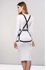 Sexy Leather Dress with Leather Harness - SH1390 - Image 4