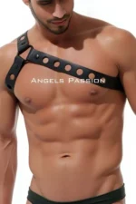 Stylish Men's Shoulder Harness with Round Hole Detail, Leather Shoulder Harness - SHM218 - Image 2