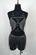 Chain Harness Set, Leather Chain Skirt Set - SH496 - Image 5